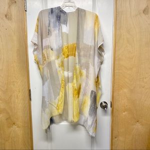 Yellow & Gray Watercolor Colorblock Kimono